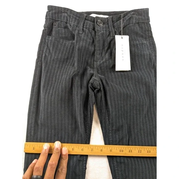 Sandro Corduroy Pants High Rise Supper Skinny Fit Casual Black Size‎ 24x30 - Picture 7 of 15